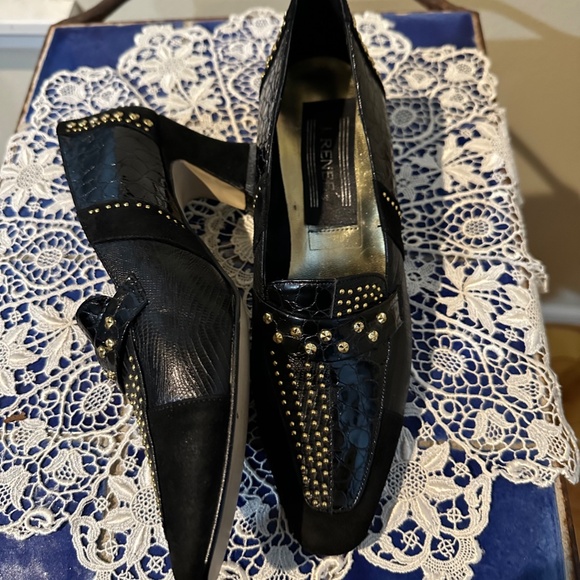 Black Mock Croc, Snake and Suede Court shoes by J. Renee, c1990 - Sz 8M - Picture 13 of 15